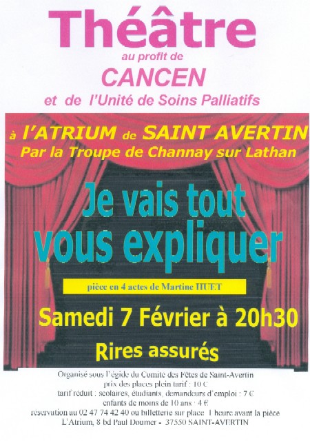Affiche de la soirée théâtre au profit de CANCEN